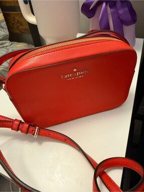 kate spade Red Saffiano Crossbody Camera Bag